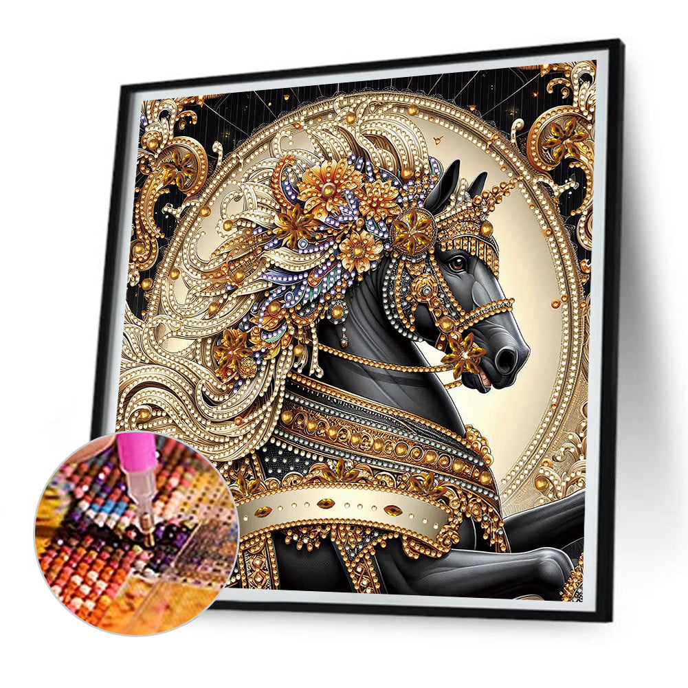 Diamond Painting - Partial Special Shaped - Metal Unicorn (30*30CM)