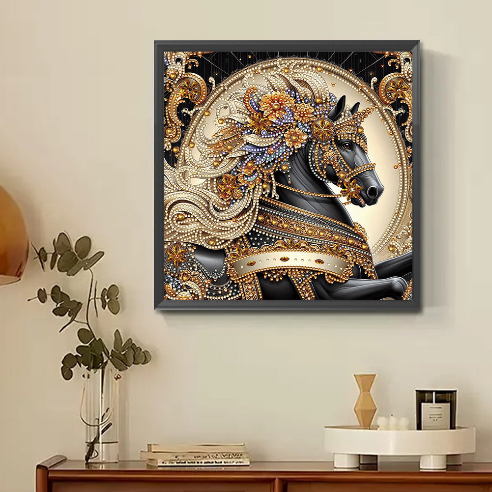 Diamond Painting - Partial Special Shaped - Metal Unicorn (30*30CM)
