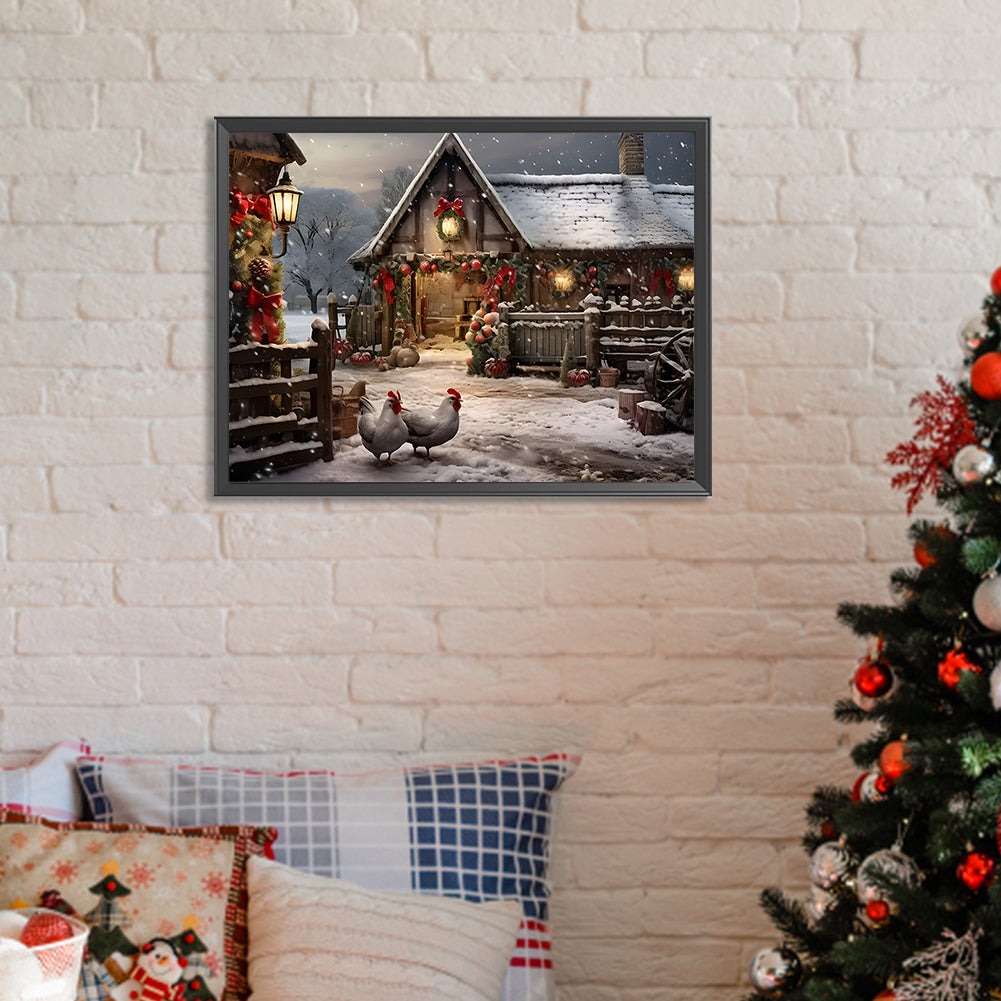 Diamond Painting - Full Round - Snowy house street (40*30CM)