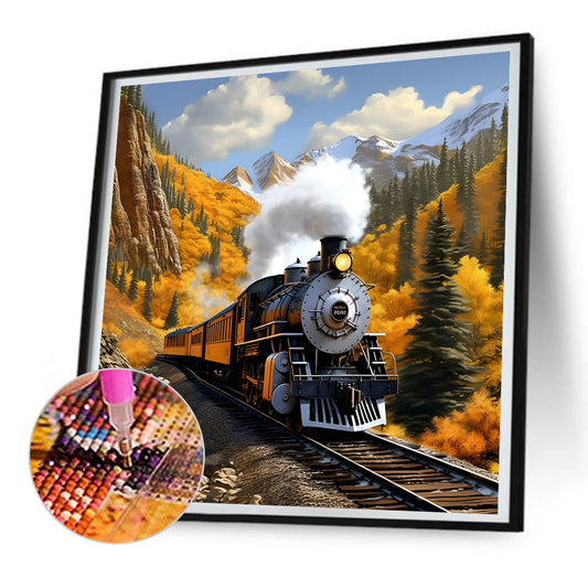 Diamond Painting - Full Round - Village train scenery (30*30CM)