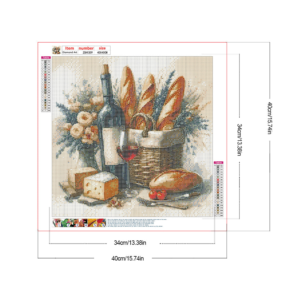 Diamond Painting - Full Round - Red wine bread (40*40CM)