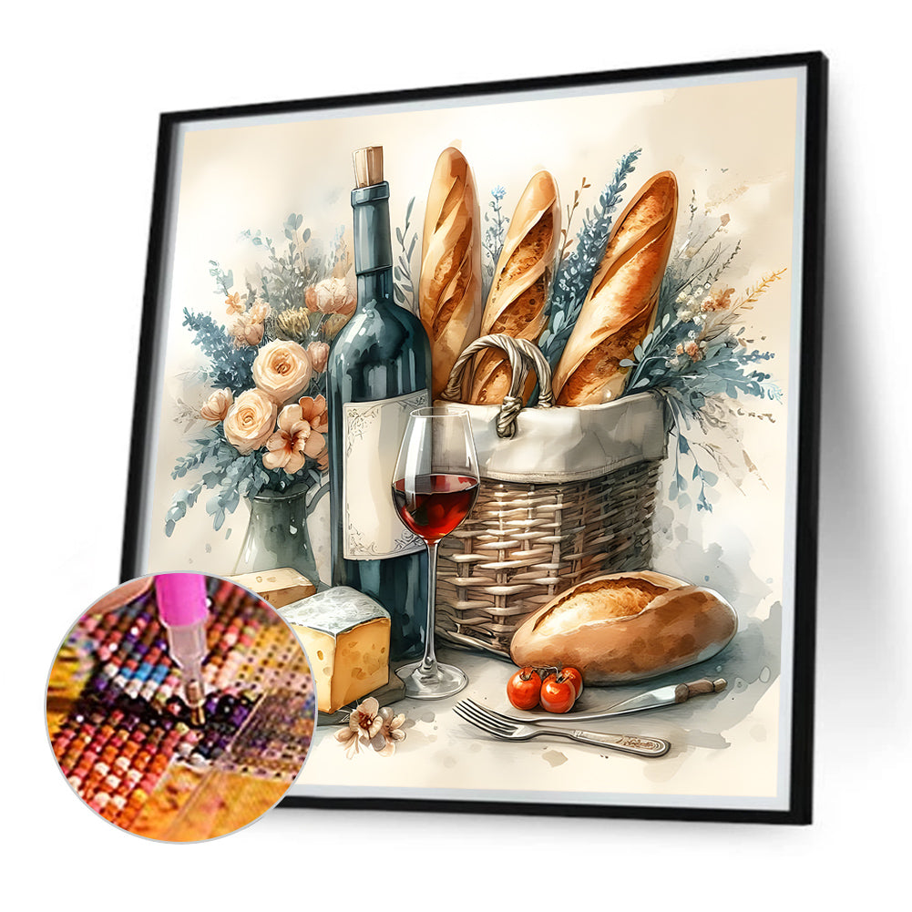 Diamond Painting - Full Round - Red wine bread (40*40CM)