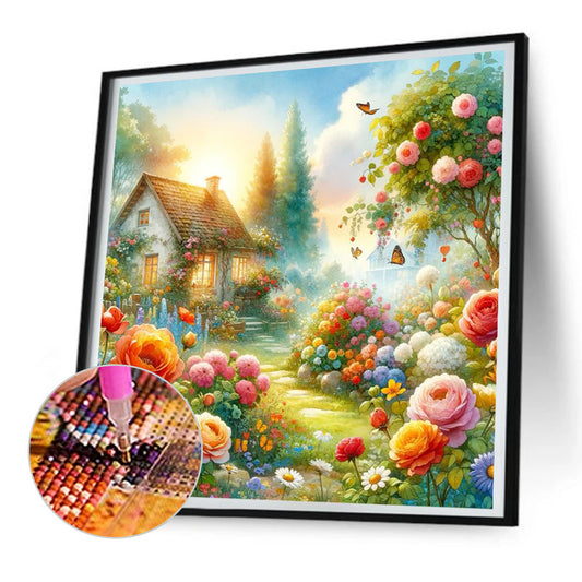 Diamond Painting - Full Round - Hut in the flowers (30*30CM)