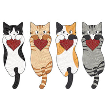 Load image into Gallery viewer, 4Pcs Cat Diamond Bookmark Art Projects Diamond Art Bookmark for Adults Beginners