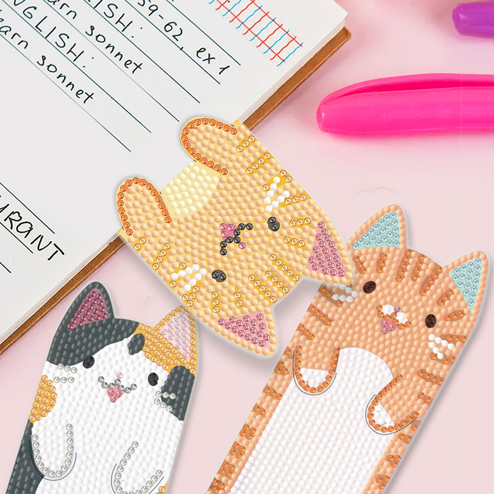 4Pcs Cat Diamond Bookmark Art Projects Diamond Art Bookmark for Adults Beginners