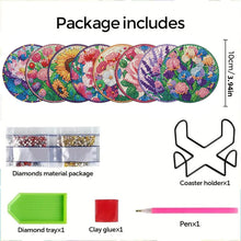 Load image into Gallery viewer, 8Pcs Acrylic Flowers 5D Diamond Painting Coasters for Adults Beginners
