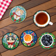 Load image into Gallery viewer, 8Pcs Wooden Cats 5D Diamond Painting Coasters Kit for Adults Beginners