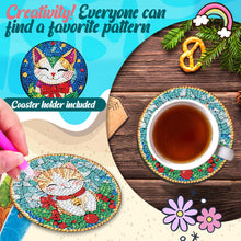 Load image into Gallery viewer, 8Pcs Wooden Cats 5D Diamond Painting Coasters Kit for Adults Beginners
