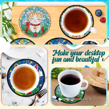 Load image into Gallery viewer, 8Pcs Wooden Cats 5D Diamond Painting Coasters Kit for Adults Beginners