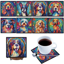 Load image into Gallery viewer, 8Pcs Wooden Dogs 5D Diamond Painting Coasters Kit for Adults Beginners