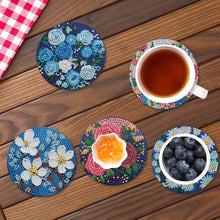 Load image into Gallery viewer, 8Pcs Wooden Flowers 5D Diamond Painting Coasters Kit for Adults Beginners