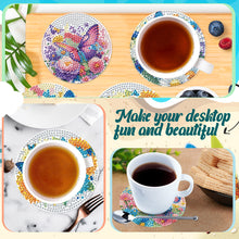 Load image into Gallery viewer, 8Pcs Wooden Butterfly Flower 5D Diamond Painting Coasters for Adults Beginners