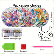 Load image into Gallery viewer, 8Pcs Wooden Butterfly Flower 5D Diamond Painting Coasters for Adults Beginners