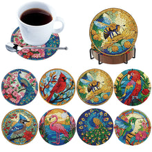 Load image into Gallery viewer, 8Pcs Wooden Animals Flowers 5D Diamond Painting Coasters for Adults Beginners