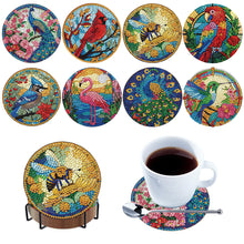 Load image into Gallery viewer, 8Pcs Wooden Animals Flowers 5D Diamond Painting Coasters for Adults Beginners