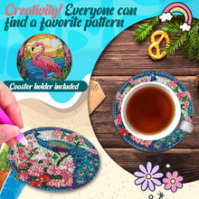 Load image into Gallery viewer, 8Pcs Wooden Animals Flowers 5D Diamond Painting Coasters for Adults Beginners