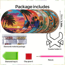 Load image into Gallery viewer, 8Pcs Wooden Seaside And Desert Scenery 5D Diamond Painting Coasters for Adults