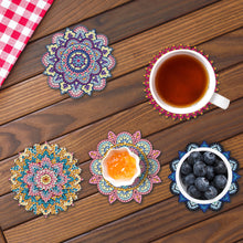 Load image into Gallery viewer, 8Pcs Wooden Mandala 5D Diamond Painting Coasters Kit for Adults Beginners