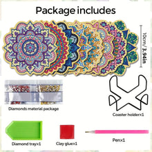 Load image into Gallery viewer, 8Pcs Wooden Mandala 5D Diamond Painting Coasters Kit for Adults Beginners