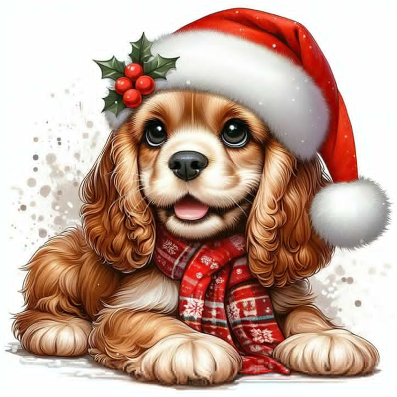 Diamond Painting - Full Round - Christmas Puppy (30*30CM)