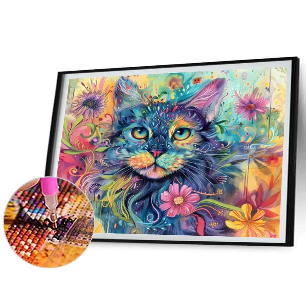 Diamond Painting - Full Square - Colorful Cat (50*40CM)