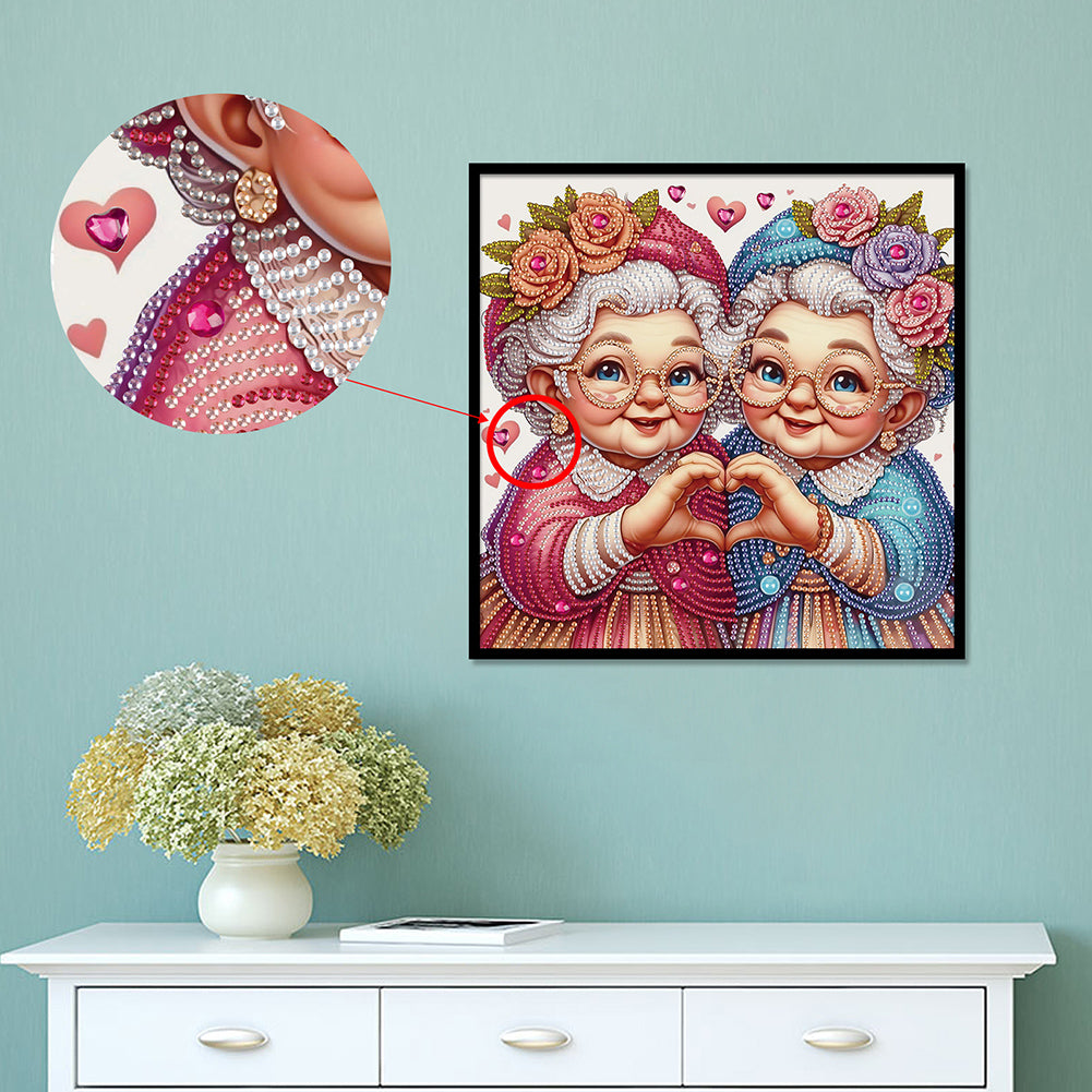 Diamond Painting - Partial Special Shaped - Cute Grandma (30*30CM)