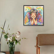 Load image into Gallery viewer, Diamond Painting - Full Round - Rainbow Angel Girl With Colorful Feathers (30*30CM)
