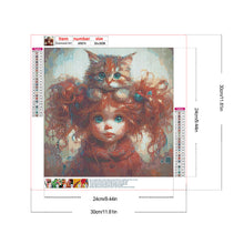 Load image into Gallery viewer, Diamond Painting - Full Round - Curly-Haired Kitten Girl (30*30CM)