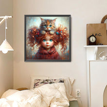 Load image into Gallery viewer, Diamond Painting - Full Round - Curly-Haired Kitten Girl (30*30CM)
