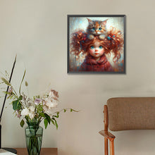 Load image into Gallery viewer, Diamond Painting - Full Round - Curly-Haired Kitten Girl (30*30CM)