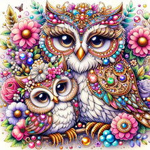 Load image into Gallery viewer, Diamond Painting - Full Round - Double Owl With Pearls (40*40CM)