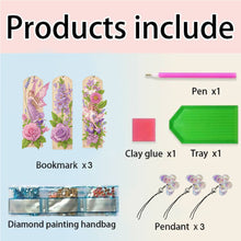 Load image into Gallery viewer, 3Pcs Special Shape Flower Diamond Art Bookmark with Pendant for Adults Beginners