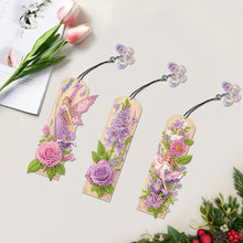 Load image into Gallery viewer, 3Pcs Special Shape Flower Diamond Art Bookmark with Pendant for Adults Beginners