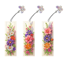 Load image into Gallery viewer, 3Pcs Special Shape Flower Diamond Art Bookmark with Pendant for Adults Beginners