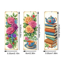 Load image into Gallery viewer, 3Pcs Special Shape Flower Diamond Art Bookmark with Pendant for Adults Beginners