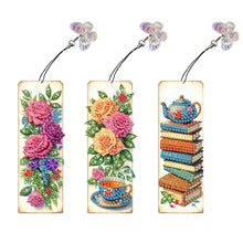 Load image into Gallery viewer, 3Pcs Special Shape Flower Diamond Art Bookmark with Pendant for Adults Beginners
