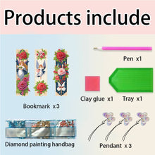 Load image into Gallery viewer, 3Pcs Special Shape Flower Diamond Art Bookmark with Pendant for Adults Beginners