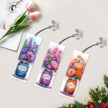 Load image into Gallery viewer, 3Pcs Special Shape Flower Diamond Art Bookmark with Pendant for Adults Beginners