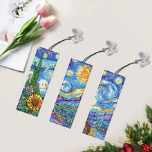 Load image into Gallery viewer, 3Pcs Special Shape Flower Diamond Art Bookmark with Pendant for Adults Beginners