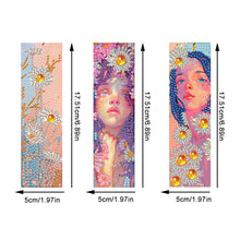 Load image into Gallery viewer, 3Pcs Special Shape Flower Diamond Art Bookmark with Pendant for Adults Beginners