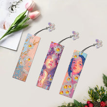 Load image into Gallery viewer, 3Pcs Special Shape Flower Diamond Art Bookmark with Pendant for Adults Beginners