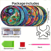 Load image into Gallery viewer, 8Pcs Wooden Moon Scenery DIY Coaster Diamond Dot Kits Round Diamond Art Coasters