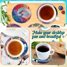Load image into Gallery viewer, 8Pcs Wooden Moon Scenery DIY Coaster Diamond Dot Kits Round Diamond Art Coasters