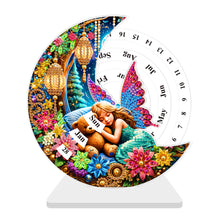 Load image into Gallery viewer, Acrylic Special Shaped Butterfly Girl Diamond Art Desktop Perpetual Calendar