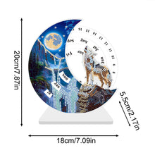 Load image into Gallery viewer, Acrylic Special Shaped Snow Mountain Wolf Diamond Art Desktop Perpetual Calendar