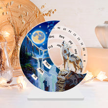 Load image into Gallery viewer, Acrylic Special Shaped Snow Mountain Wolf Diamond Art Desktop Perpetual Calendar