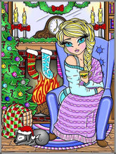 Load image into Gallery viewer, Diamond Painting - Full Round - Christmas Blonde Girl (40*50CM)