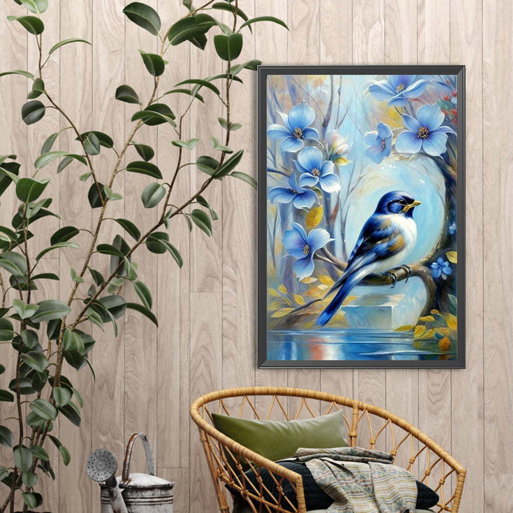 Diamond Painting - Full Round - Blue Flower Bird (40*60CM)
