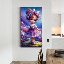 Load image into Gallery viewer, Diamond Painting - Full Round - Purple flower girl (40*70CM)