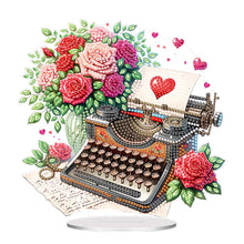 Load image into Gallery viewer, Acrylic Special Shape Typewriter And Roses Diamond Painting Desktop Ornaments